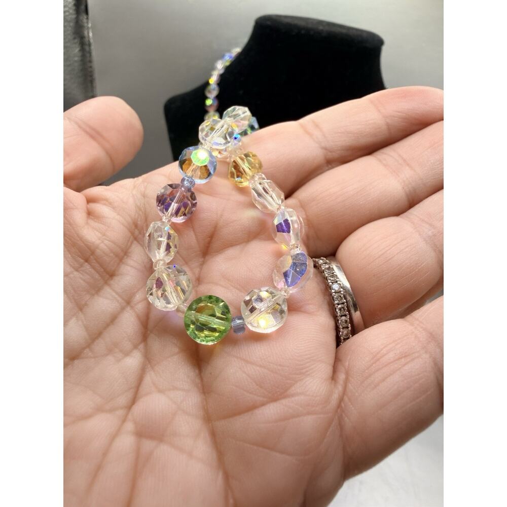 Vintage AB Glass Uranium Single Strand 24" pull over see pics old hollywood - Picture 5 of 8